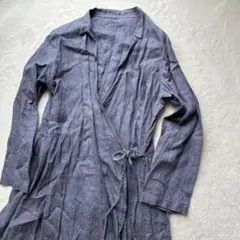 【ネストローブ】 顔料染めリネンカシュクールワンピース