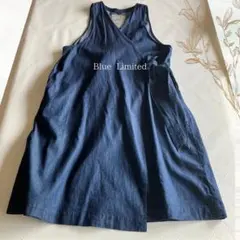 Blue Limited ラップデニムジャンパースカート コットン ワンピース