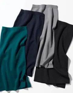 美品ユニクロUNIQLOスムースコットンブレンドスカート 黒M