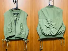 オリーブグリーン ノースリーブジャケット