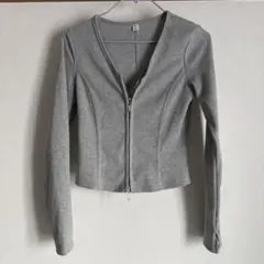 GU リブダブルジップVネックカーディガン レディース カーディガン Sサイズ