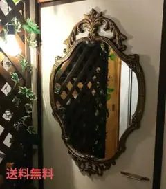 超希少　壁掛けアンティークミラー　鏡　大きいサイズ　ヴィンテージ洋風ヨーロピアン