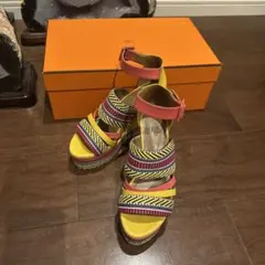 PRADA】エスパドリーユ ゴールドレザーシューズ 38 - メルカリ