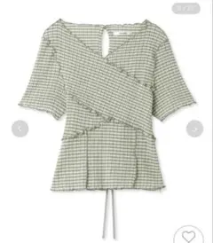 【美品】SNIDEL メローカットトップス ギンガムチェック 半袖　グリーンのサムネイル