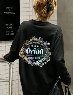 Orion プリント 長袖Tシャツ ブラック ホログラム