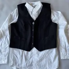 H&M 黒ベストと白シャツセット US 8-9Y