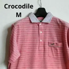 CROCODILE　クロコダイル　ポロシャツ　M　半袖　薄手　ボーダー　赤