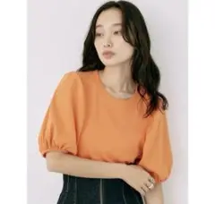 アースミュージックアンドエコロジー　パフスリーブプルオーバー オレンジ　秋