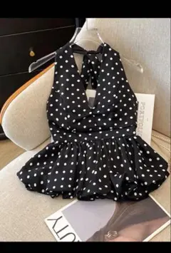 水玉模様ノースリーブトップス M Size