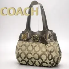 美品✨COACHトートバッグバッグ シグネチャー 00s Y2Kゴールドバックル