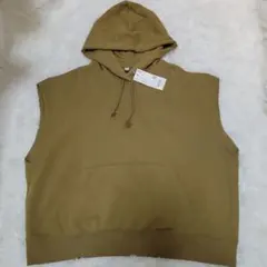 UNIQLOユニクロ　スウェットノースリーブパーカー　カーキ　XL