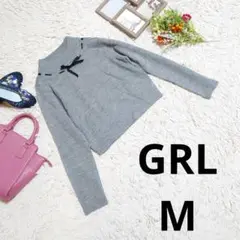 ✨極美品✨♥GRL♥ニット(M)グレー/リボン/クロップド丈