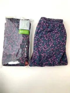 新品　ユニクロ　110 裏起毛レギンス　花柄 フリース セット