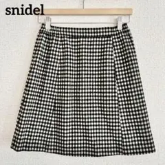 スナイデル ウール混 チェック柄 ミニスカート F ウエストゴム 白黒 y2k