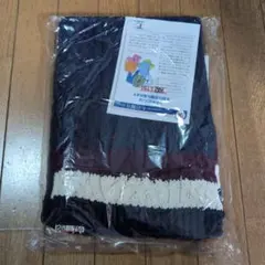 ケーブル編みニットマフラー ネイビー/ワインレッド