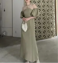 SOUFFLE SLEEVE GEORGETTE DRESS ameri