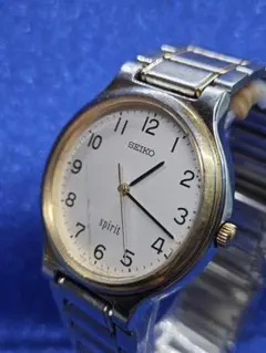 稼働品 SEIKO spirit メンズ腕時計 シルバー 電池交換済 G3854