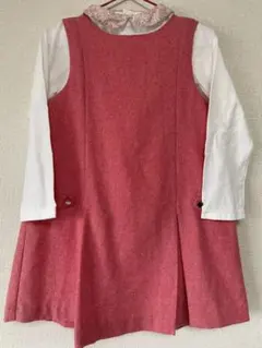 jacadi ピンク ウールワンピース & インナー リバティ柄 100