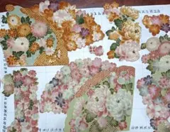 色鮮やかな花　モチーフ　貼り付け　材料　素材　はぎれ　古布　セット