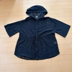 ６分袖レースパーカー　Ｌサイズ　プラックのサムネイル