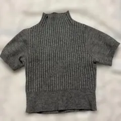 ハイネック 半袖リブニット グレー　GRL