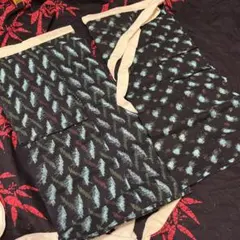 紺　藍染　霰風　木綿　絣　前掛け　2枚セット