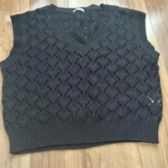 ハニーズ　COLZA 透かし編みベスト　黒