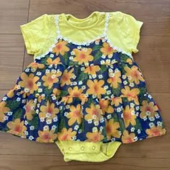 【6/10までの出品】 moujonjon フラワー柄ロンパース　70cmのサムネイル