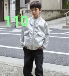 ペアマノン　ストリート　フェイクレザー　ボンバージャケット　シルバー　110