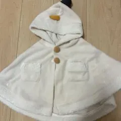 雪だるまデザイン ベビーポンチョ ホワイト