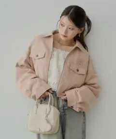 胸ロゴショート丈スエードジップブルゾンのサムネイル