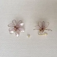 フックピアス アメリカンフラワー ・ ディップアート ・ マニキュアフラワー