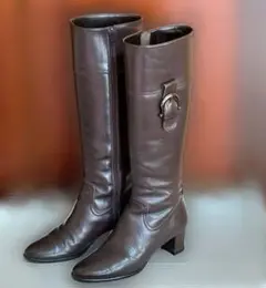 ダイアナ ブラウン レザー ロングブーツ　21.5cm