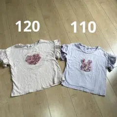 値下○anyFAM 姉妹お揃い半袖Tシャツ 110 130 イエロー ドレス柄 