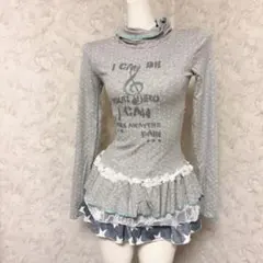 平成ギャル　00s Y2K ドット柄長袖Tシャツ グランジ