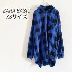 ZARA BASIC チェック長袖シャツ　XSサイズ レーヨン　ポリエステル