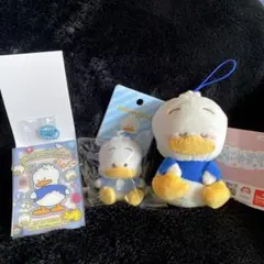 【3点セット】あひるのペックル　フロッキーマスコット＆クリアカードキーホルダー