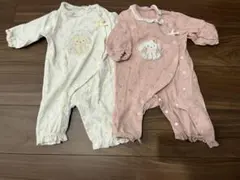 ベビー ロンパース 2枚セット うさぎ柄双子スリップスラップベベ