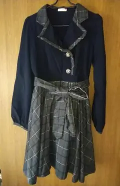 アクシーズ axes femme チェック柄ドッキングワンピ