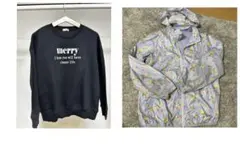 branshes 150センチ　花柄マウンテンパーカ　黒トレーナー　２点セット