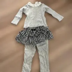 グレー トップス フリル付きスカートパンツ セット サイズ80