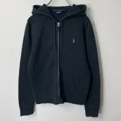 90s ラルフローレンスポーツ ジップパーカー ブラック パープルポニー刺繍