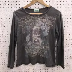 平成 00s Y2K 古着 英字 絵画風 プリント キラキラ 長袖 トップス