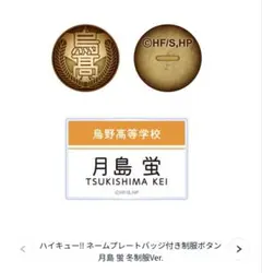 ハイキュー!! ネームプレートバッジ付き制服ボタン 月島 蛍 冬制服Ver.