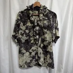 INGEBORG フリル付き花柄半袖ブラウス インゲボルグ