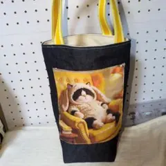縦長トートバックパネル猫両面ハンドメイド