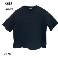 GU ジーユー　シャツ　トップス　半袖　Ｌ　黒　綿 100% おしゃれ