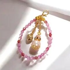 ハンドメイド ピンクビーズチャーム
