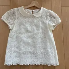 ボンメルスリー　刺繍レース　襟付きブラウス