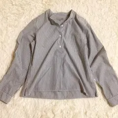 MARGARET HOWELL　バンドカラー　ストライプシャツ　コットン100%